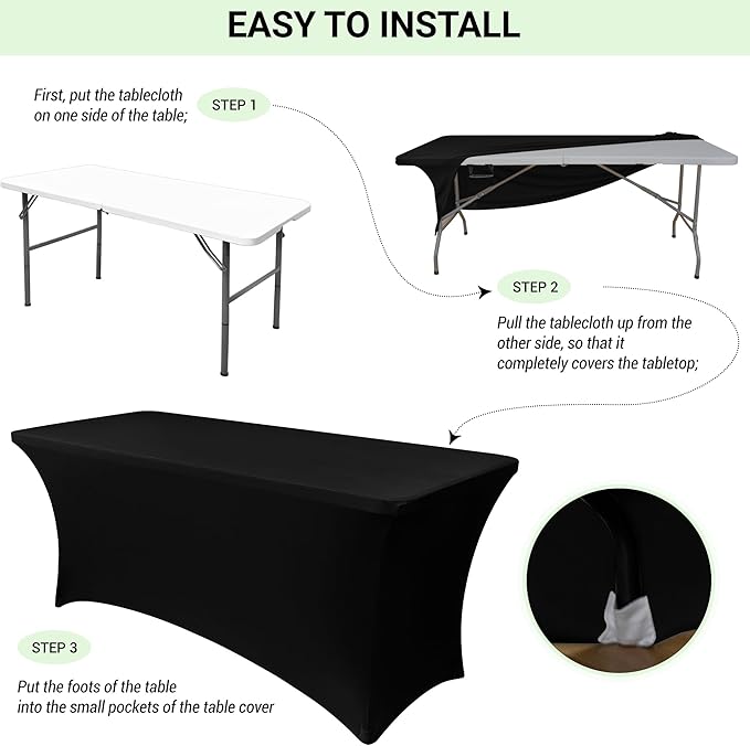 Obstal 6 Pack Stretch Spandex Table Covers for 8 Foot Tables - 8 FT Universal Rectangular Fitted Tablecloth Protector for Wedding, Banquet, Party (Dark Pink, 96 Length x 30 Width x 30 Height Inches)