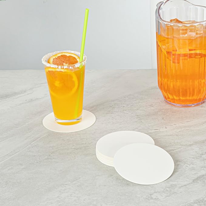Restaurantware Paper Coasters 1000 Pack of 4 Inch Disposable Beverage Coasters Absorbent for Hot and Cold Drinks White Coffee Cup Essentials for Table Decor, Kitchen, Home Patio or Living Room