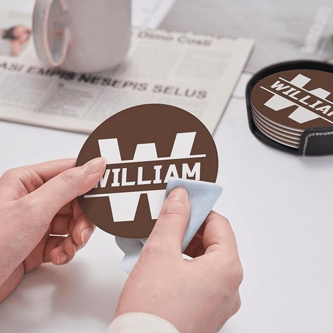 Custom Coaster, Custom Coasters with Letter A-Z, Personalized Coasters with Name, Personalized Coaster for Birthday Party/Coffee Table/Study/Bar Counter/Outdoor Terrace/Patio, Wedding Gift