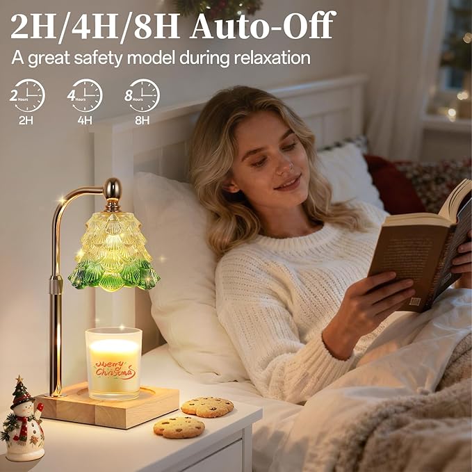 Candle Warmer Lamp with Timer Dimmer Adjustable Height, Candle Warmer with 2 Bulbs for Jar Candles, Home Decor, for Women Birthday