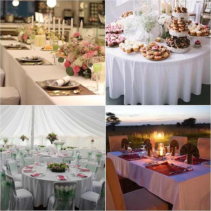 Fokitut 2 Pack Waterproof Round Tablecloth, 120 Inch, Stain Resistant and Wrinkle Polyester Table Cloth, Fabric Table Cover for Kitchen Dining, Wedding, Party, Holiday Dinner-Yellow
