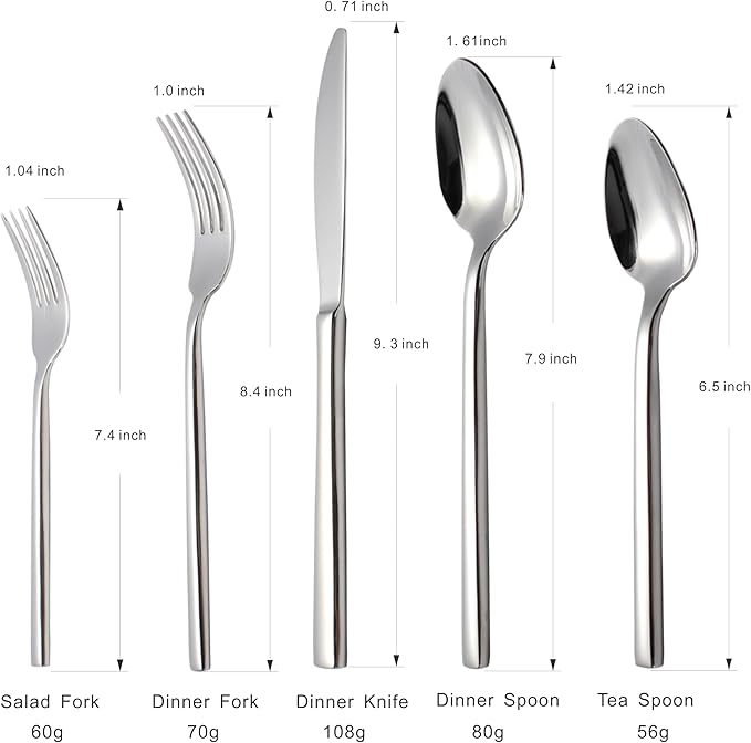 Silverware Set for 4,20 Pieces Forged Stainless Steel Flatware Set Cutlery Set,Heavy Duty and Modern Desgin,Fancy Tableware Cutlery Set for Home,Restaurant,Mirror Polished,Dishwasher Safe