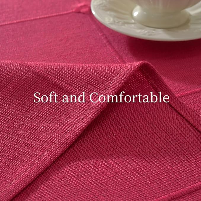 Zobesta Linen Table Cloth Rectangle Table 86 x 53 Inch, Cotton Linen Tablecloth Rectangle Heavy Weight Washable Farmhouse Soft Boho Red Tablecloth for Outdoor, Party, Holiday, Picnic, Dining
