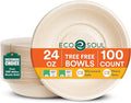 ECO SOUL 100% Compostable 24 Oz Soup Bowls [100-Pack] Disposable Sturdy Bowls I Heavy Duty Paper Bowl I Eco-Friendly Salad Bowl I Biodegradable Large