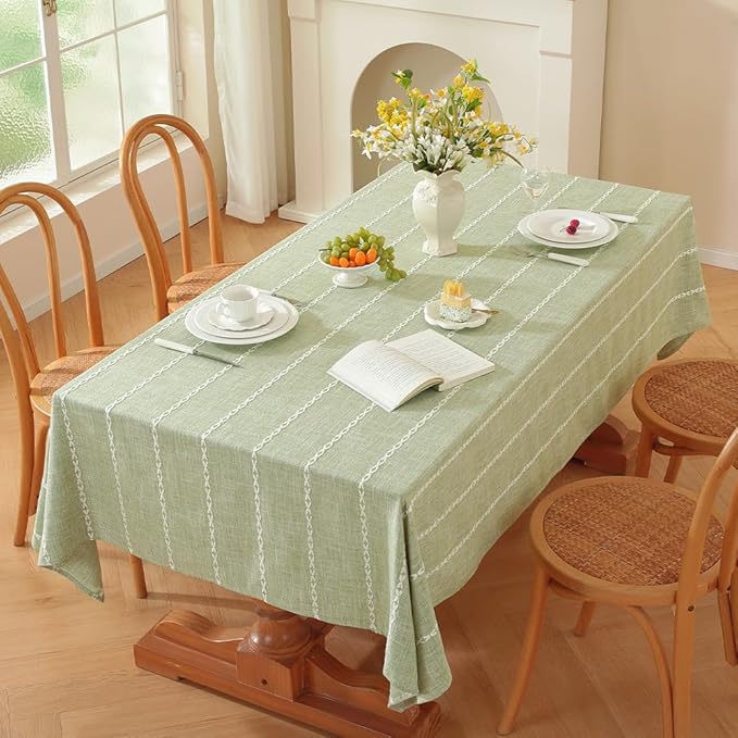 Zobesta Sage Green Tablecloth Rectangle 53 x 86 Inch, Cotton Green Table Cloth Rectangle Table, Washable Farmhouse Soft Boho Tablecloths Rectangular for Party, Holiday, Picnic, Dining, Outdoor,Fall