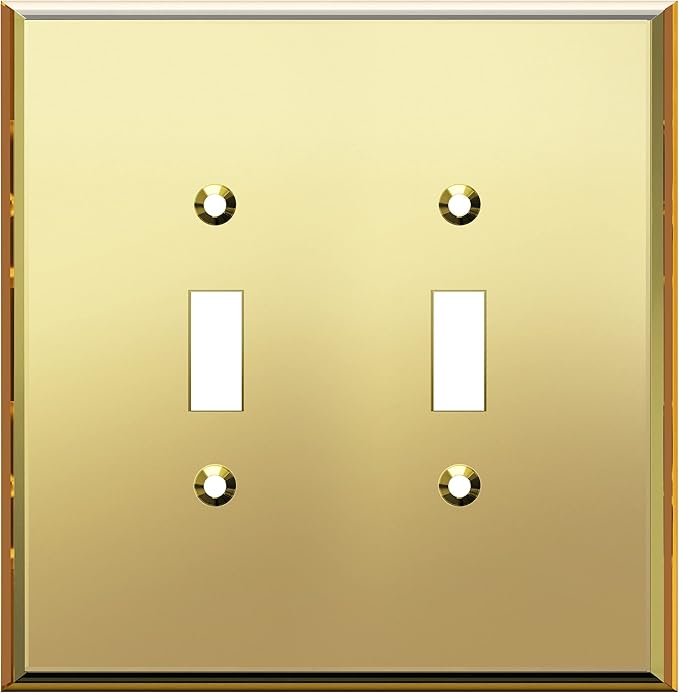 LIDER Reflective Acrylic Toggle Switch Wall Plate, Mirrored Double Light Switch Cover, Plexiglass Cover Plate, Acrylic Glass, Oversized 2-Gang 5.25" x 5.25", LWP-12O-AGD, Gold