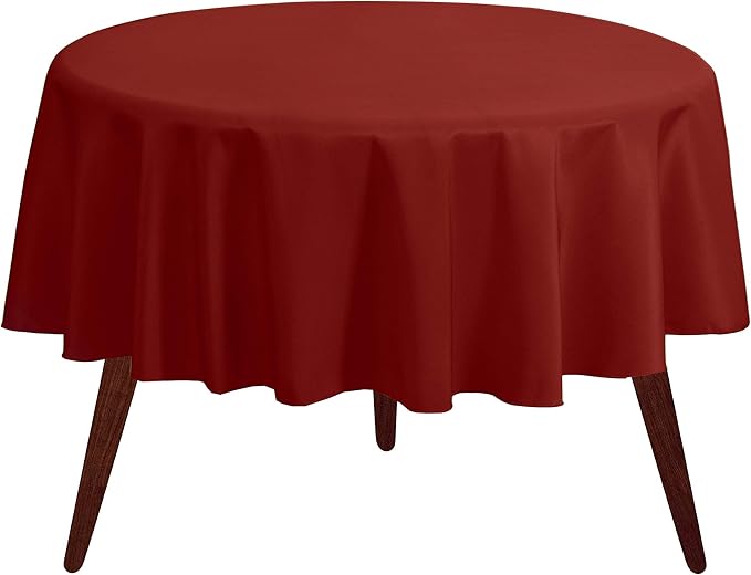 Gee Di Moda Round Tablecloth - 70 Inch Burnt Orange Round Table Cloth for 24 to 48 Inch Round Tables - Heavy Duty Washable Fabric - for Buffet Table, Holiday Party, Dinner, Wedding & Baby Shower