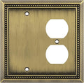 Henne Bery Sunken Pearls Heavy Duty Decorative Wall Plate Switch Plate Outlet Cover (Blank/Duplex, Antique Brass)