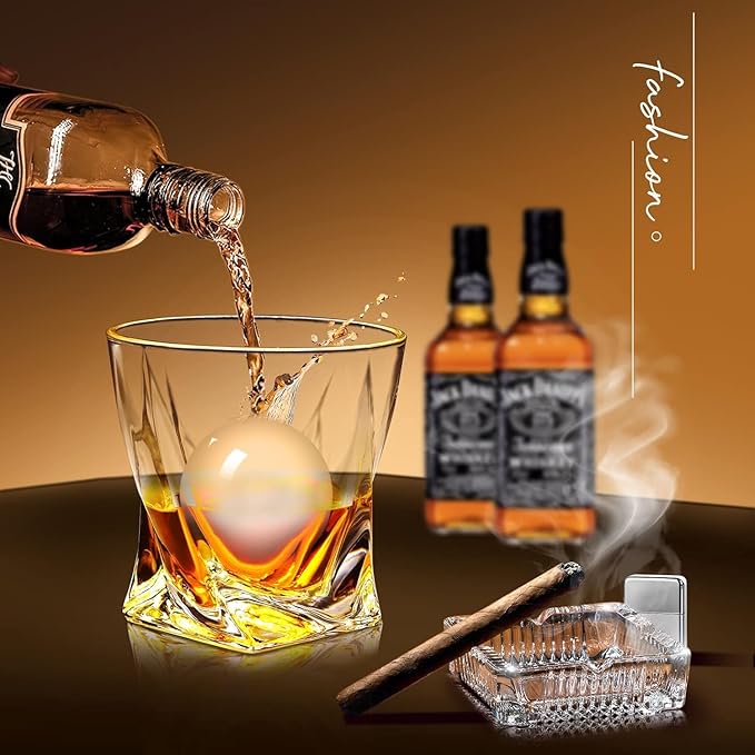 Crystal Whiskey Glass Set of 2 - Old Fashioned Bourbon Glasses, Perfect for Scotch and Cocktails (Style 2,2pcs)