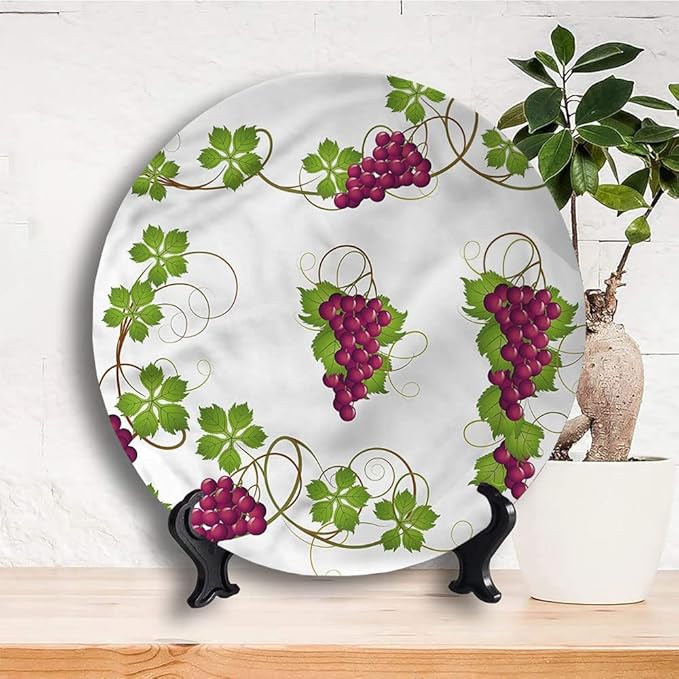 Ceramic Display Plate, Vine Ceramic Hanging Decorative Plate, Agriculture Harvest Yield, 6 Inch, Living Room Kitchen Decoration Household, Multicolor