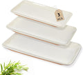 AmorArc Ceramic Serving Platter,Rectangular 16"/14.3"/12.6" inch Serving Dishes for Party Entertaining,Stoneware Serving Trays forTurkey,Salad,Microwave&Dishwasher Safe-Set of 3-Light Beige