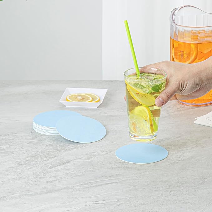 Restaurantware Paper Coasters 1000 Pack of 4 Inch Disposable Beverage Coasters Absorbent for Hot and Cold Drinks Blue Coffee Cup Essentials for Table Decor, Kitchen, Home Patio or Living Room