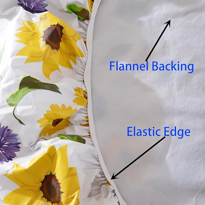 Walrus Round Vinyl Fitted Tablecloth with Flannel Backing Elastic Edge Design Table Cover Waterproof Oil-Proof PVC Table Cloth Stain-Resistant Best for 37"-44" Round