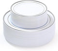 100 PCS Silver Plastic Plates, Silver Plastic Disposable Plates Include 50 Dinner Plate and 50 Dessert Plate Perfect for Holiday, Birthday, Wedding & Party