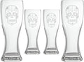 Rolf Glass Sugar Skull 20oz Beer Pilsner | Set of 4 | Large Craft Beer Glasses | Designed and engraved in the USA