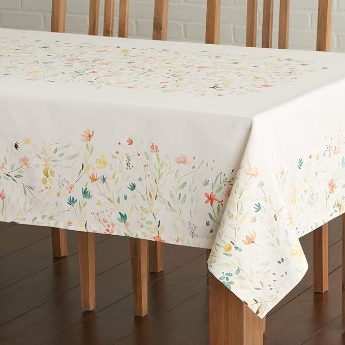 Maison d' Hermine Table Cloth Rectangle Table 100% Cotton 70 x 108 Inches Tablecloth Reusable Decorative for Dining Room Farmhouse Home Valentines Day Decorations Spring Summer - Colmar