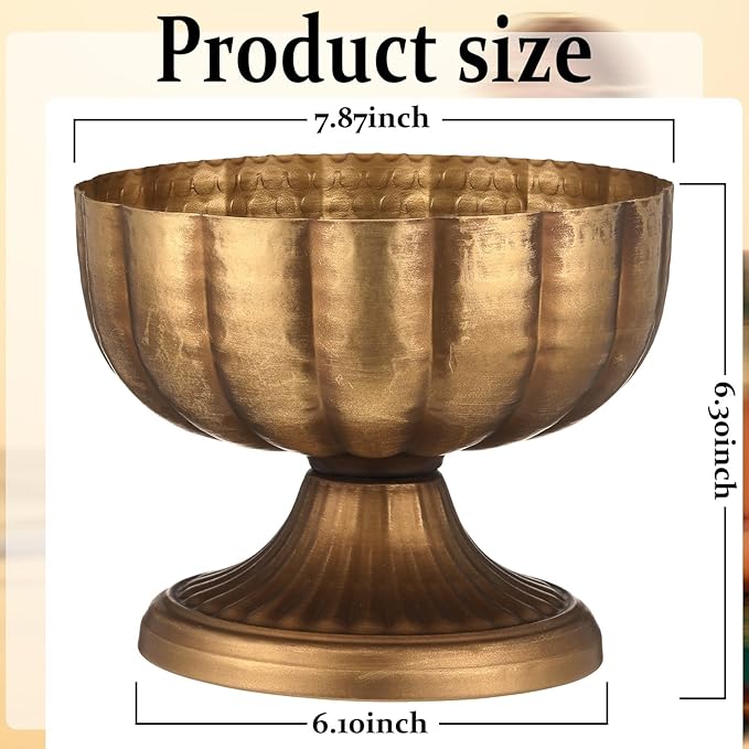 20 Pcs Distressed Gold Compote Vase for Centerpieces Compote Bowl 8'' Wide Vintage Decorative Antique Urn Planter Vase for Wedding Event Anniversary Party Indoor Outdoor Activity