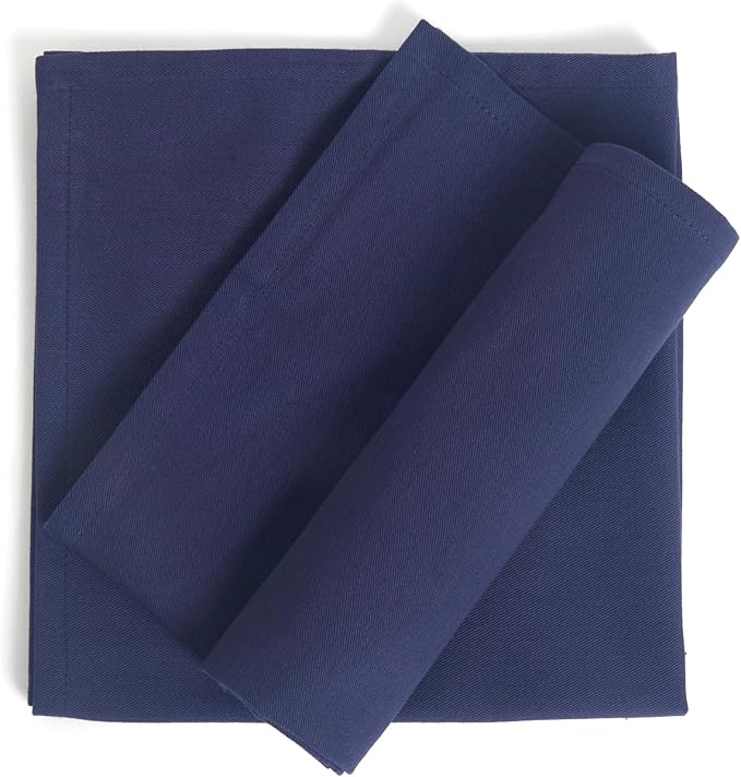 ACCENTHOME Accent Home 100% Cotton Napkins, Delicate Cloth Napkins for Dinners, Parties and Weddings，18 x 18 Inch Set of 12 - Navy