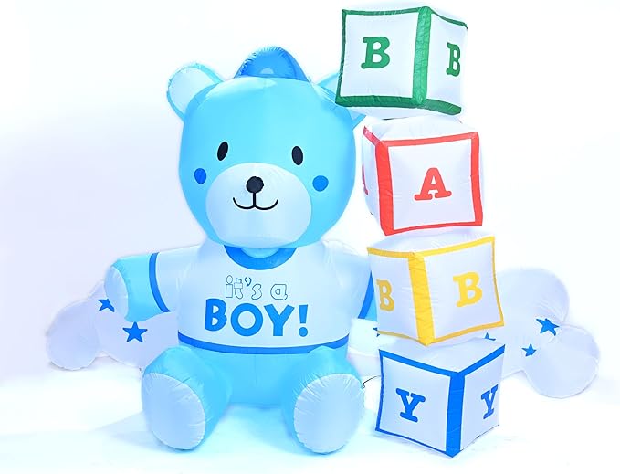 5.5Ft Inflatable Little Cub Arrival Boy Yard Garden Lawn Decoration, Outdoor Lighted Blow Up Display, Indoor Home Celebration, Birthday Party Holiday Decor Yard Prop Sign