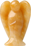 YATOJUZI 2" Yellow Jade Angel Decor Crystals Polished Natural Stone Sculpture Statue Home Room Office Desk Decoration Guardian Hand Carved Cute Figurines Energy Reiki Gifts for Women Men