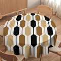 Abstract Boho Geometric Round Tablecloth, Mid Century Modern Geometric Art Retro Print Tablecloth for Home Party Dining Room Kitchen Decor 50Inch(127cm)