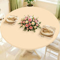 Round Spandex Tablecloth, Elastic Fitted Waterproof Tablecloths for 18"-24" Tables, Stretch Washable Picnic Table Cover for Camping, Dining, Indoor and Outdoor,Ivory