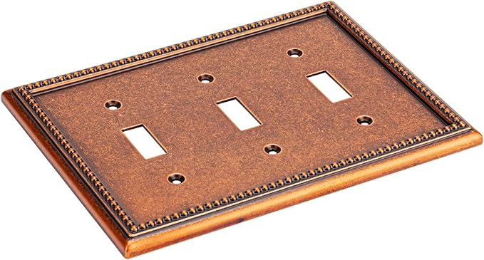 Henne Bery Raised Pearls Decorative Wall Plate Switch Plate Outlet Cover (Triple Toggle, Sponged Copper)