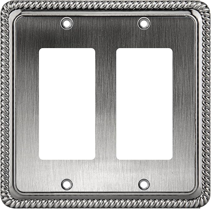 Henne Bery Rope Edge Decorative Wall Plate Switch Plate Outlet Cover, Aged Bronze (Double Decorator, Heirloom Silver)