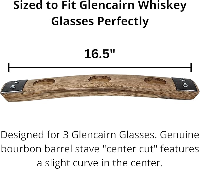 The Original Premiun Barrel Stave Whiskey Flight, Scotch Flight, Bourbon Flight, 3 Crystal Glass Flight (No Glasses Natural)