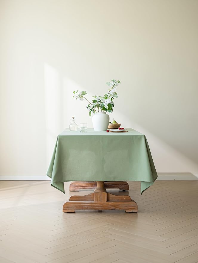 Sage Green Linen Table Cloths for 8 Foot Rectangle Tables Farmhouse Neutral Tablecloth Rectangular Kitchen Decoration Dining Table Cover Washable 60x120
