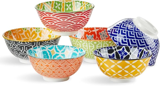 Ceramic Dipping Bowls, 3.5 inch Small Bowls for Dipping, 4oz Mini Bowl for Soy Sauce, Condiments, Side Dishes, Charcuterie Boards, Set of 6