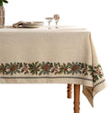 ISAENNE Designer Christmas Linen Extra Long Rectangle Tablecloth,Light Beige Western Table Cloth,Wrinkle Resistant Decor Tablecloths for Dining Thanksgiving Kitchen Christmas,67"*118"-Carol G