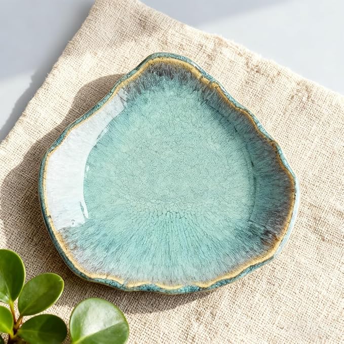 Green Ceramic Decorative Bowl – 12 In Fruit Bowl, Candy Dish, Key Bowl for Entryway Table, Trinket Dish, Ring Dish, Jewelry Tray, Porcelain Catchall for Kitchen, Bedside, Living Room Home Decor
