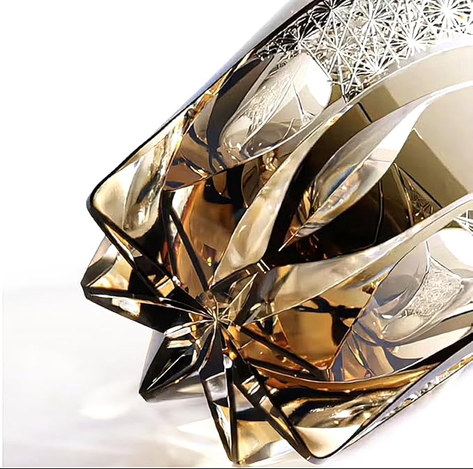 Hand-Cut Crystal Whiskey Glass, 320ml Edo Style, Ideal for Cocktails, Vodka, and Beer - Unique Drinking Glasses (Style 1,Set of 2)