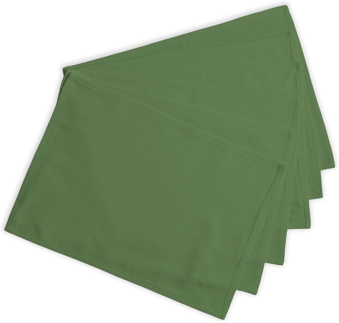Calicot Placemats Set of 6 100% Cotton Washable Cloth Place Mats, Reusable Table Mats for Spring/Summer & Thanksgiving Christmas Decorations Kitchen Dining Party Wedding (Juniper Green, 13" x 19")