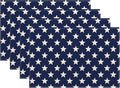 Independence Day Placemats 12x18 Inches Set of 4, 4th of July Blue Stars Placemats Summer Decorative Rectangle Star Table Mats for Party Home Kitchen Dining Table Decoration