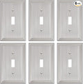 6-Pack Single Toggle Light Switch Cover Plate, Durable Solid Zinc Alloy Decorative Switch Plate Covers, Brushed Nickel 1 Gang Wall Plate, Corrosion Resistant