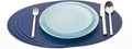 Nikalaz Oval Placemats Set (Pack of 4) Recycled Leather Table Mats 18 x 13 inches (45.7 x 33 centimetres), Kitchen Dining Table Decor by Nikalaz (Blue)