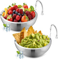 Honeydak 2 Pack 70 oz Dip Chiller Bowl Stainless Steel Double Walled Insulated Ice Serving Bowl for Parties Salsa, Guacamole, Condiments, Sauces, Salad & Food Hot or Cold