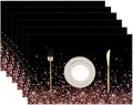Rose Gold Glitter Placemats Set of 6 Place Mats for Kitchen Table Washable Farmhouse Linen Table Mats Dining Decoration 12x18 Inch