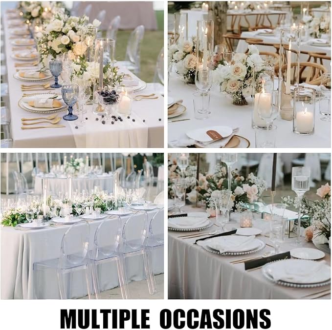 4 Pack White Rectangle Tablecloth 60 x 102 Inch for 6 FT Tables, Wrinkle Resistant Washable Polyester Table Cover for Wedding Dining Buffet Parties and Camping, Mantel Blanco Para Mesa Rectangular