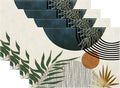 Mid Century Placemats 12x18 Inches Set of 4, Modern Boho Green Navy Blue Tropical Leaf Decorative Rectangle Table Mats for Party, Home Kitchen,Dining Table Decoration