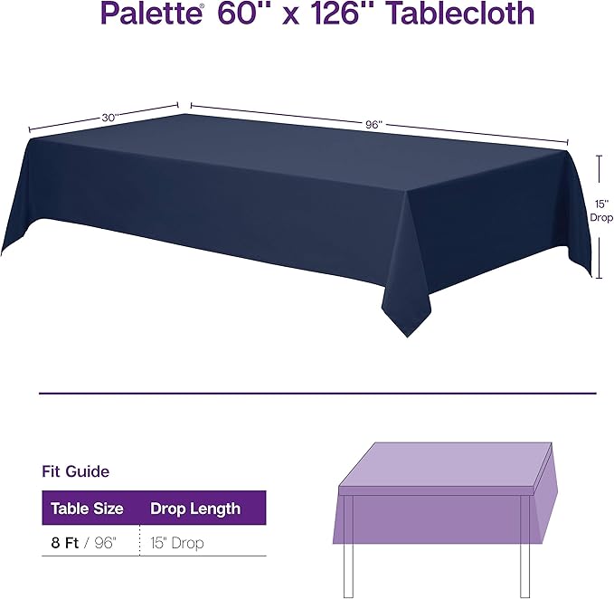 Gee Di Moda Rectangle Tablecloth - 60 x 126 Inch Hunter Green Table Cloth for 8 Foot Rectangle Tables - Heavy Duty Washable Fabric - for Holiday Party, Dinner, Weddings, Baby Shower & Events