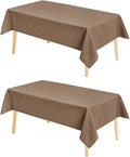 Hiasan 2 Pack Faux Linen Square Tablecloth - Wrinkle and Stain Resistant Washable Table Cloth for Kitchen Dining Room Holiday Table Cover for Party Dinner, Khaki, 60 x 60 Inch