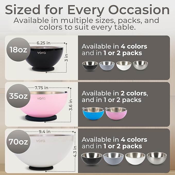 Vora 35oz Dip Chiller Bowl with Lid | 2 Pack Pink Stainless Steel Chilled Serving Bowl Keep Dips, Salads, and Appetizers Perfectly Cold with Leak-Resistant Ice Bowl for Effortless Hosting