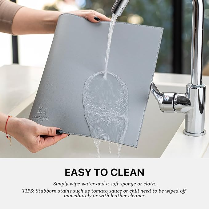 Faux Leather Placemats Set of 12 Vinyl Washable Wipeable Table Mats for Kitchen Dining Table Heat Resistant Waterproof Modern Indoor/Outdoor Placemats Non-Slip Easy Clean Place Mats (Gray)