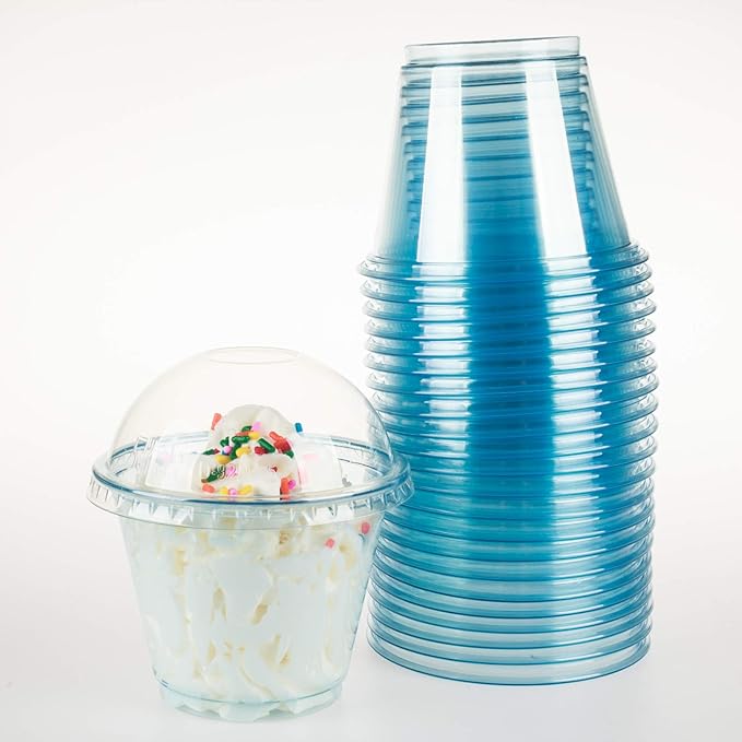 Golden Apple, 9oz-50sets Color Cups with Dome lids No Hole (Blue)…