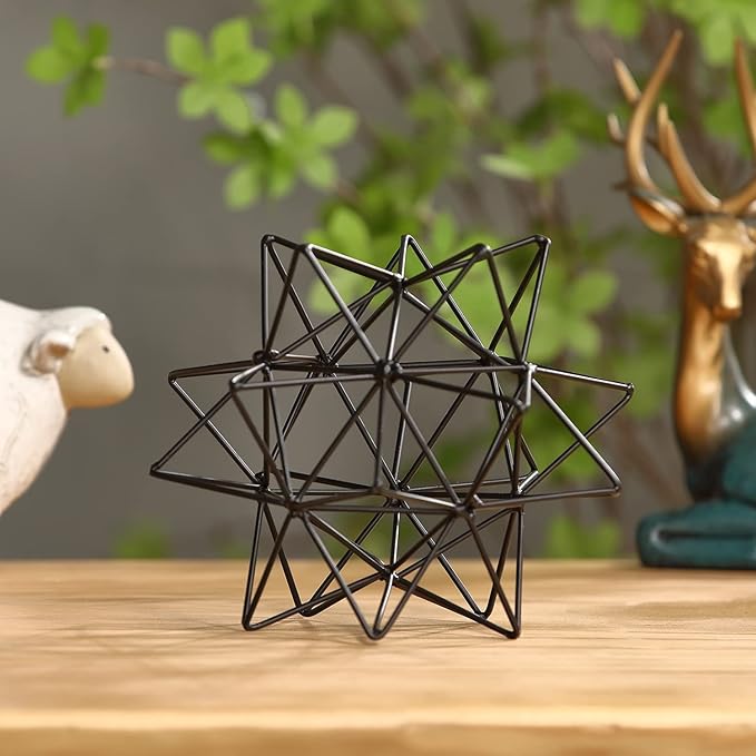 Metal Table Top Decor, 3D Metal Geometric Sculpture, Abstract Sculpture for Home Decor, Table Decorations for Home, Decorative Sphere Art Decor for Living Room, Office, Bedroom