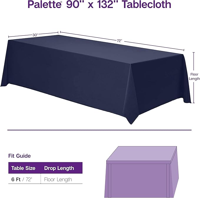 Gee Di Moda Rectangle Tablecloth - 90 x 132 Inch Pink Table Cloth for 6 Foot Tables with Floor-Length Drop - Heavy Duty Washable Fabric for Holiday Party, Dinner, Weddings & Baby Shower