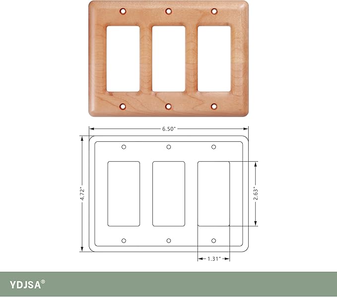 Triple Light Switch Cover Plate Premium Maple Wood Design For Elegant And Durable Switch Plates
